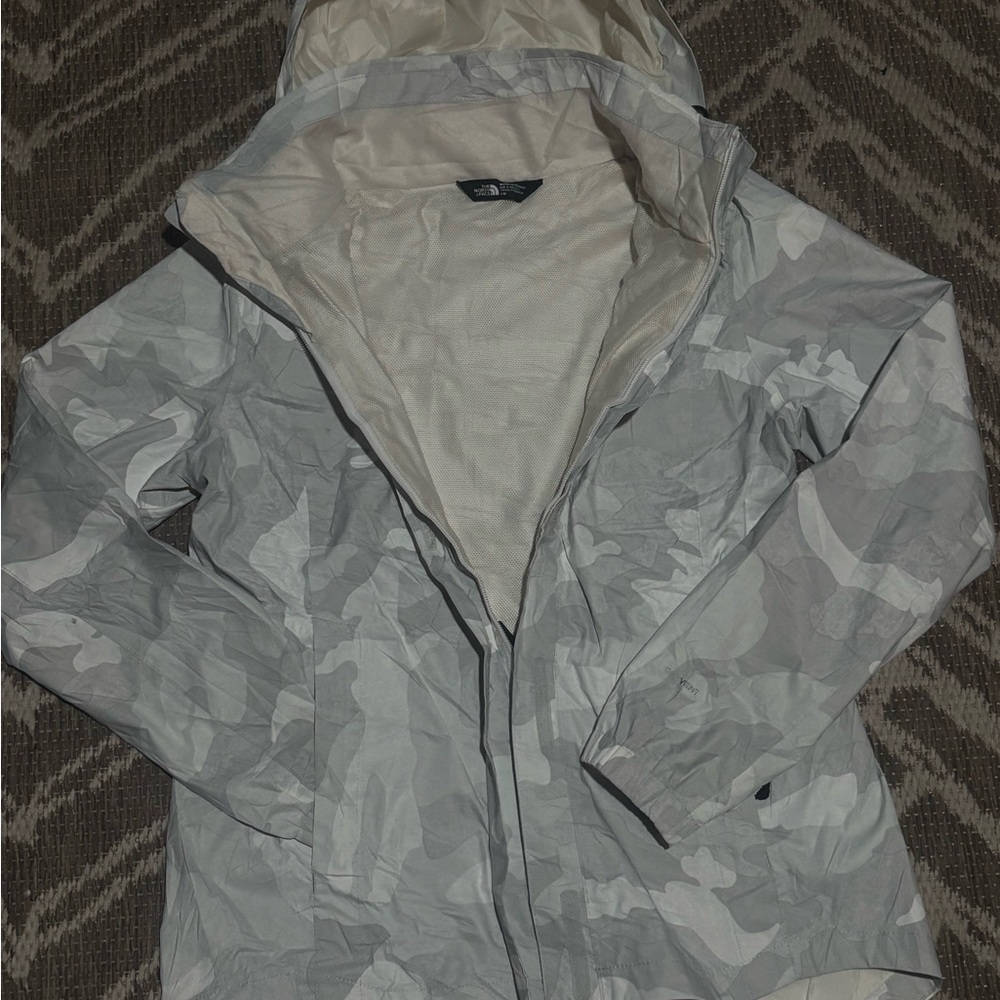 Women's North face Gray Camouflage windbreaker jacket